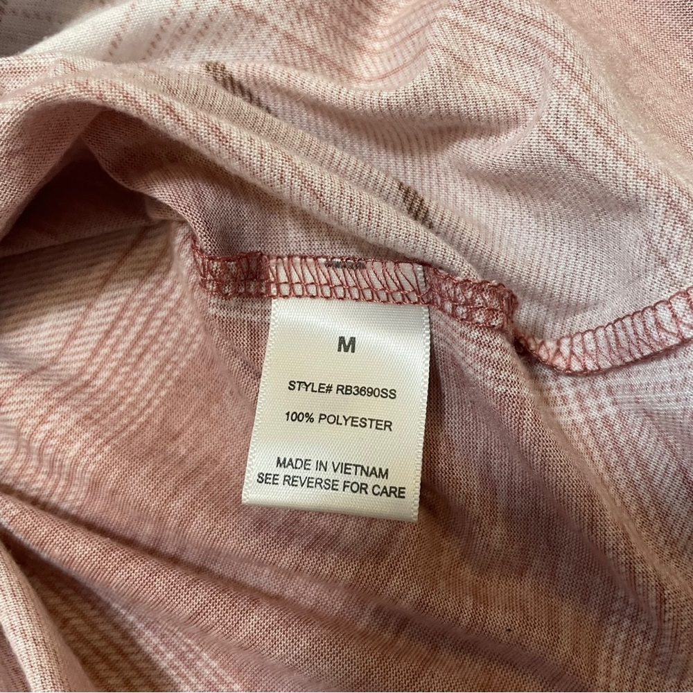 Blue Mood Plaid Quarter Zip Tunic Blouse Mauve Brown Beige M Roll Tab Sleeve Top - Picture 6 of 6